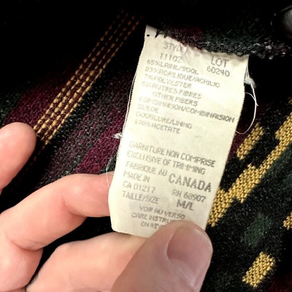 Vintage Aztec Western Wool Blend Jacket Size M/L Made In Canada Le Chateau - Picture 4 of 7